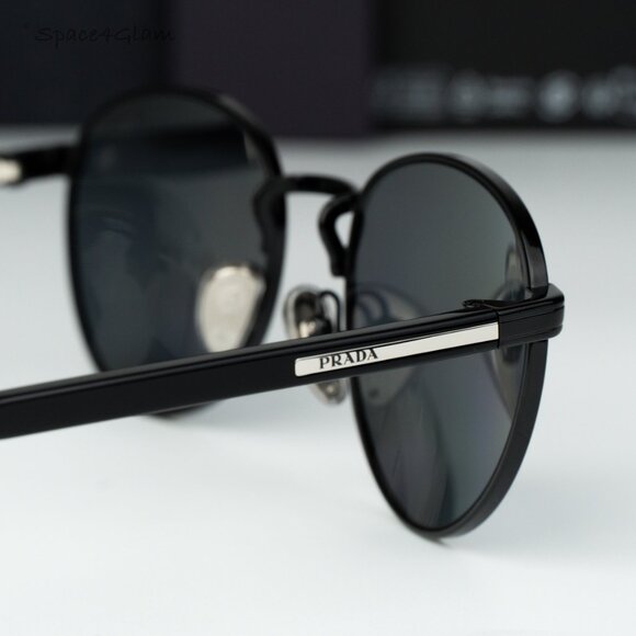 Prada Men Sunglasses Black Polarized Round PRB51S 1AB5Z1 NEW AUTHENTIC - Picture 5 of 11